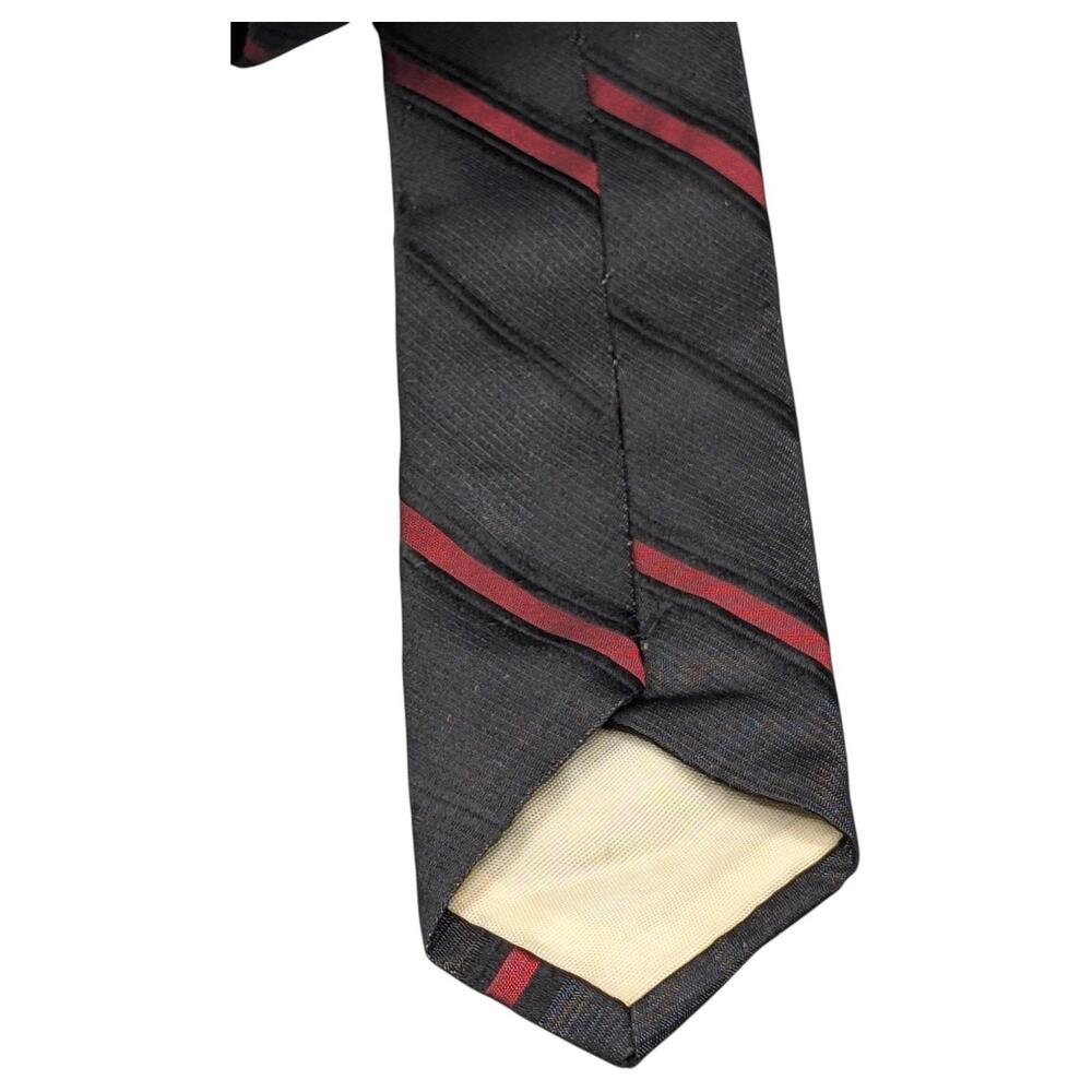 Regal Ribbon Tie Black Red Diagonal Stripe Necktie Skinny Formal 50s 60s 51 1.75 - Picture 3 of 7